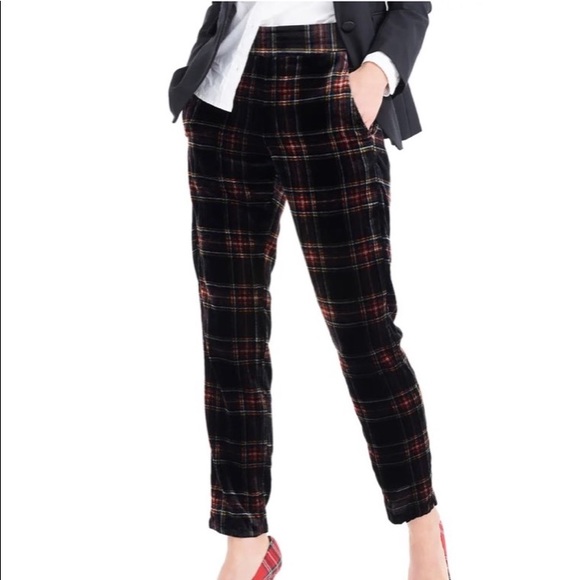 Pants - SOLD JCrew Velvet Plaid pants NWOT!